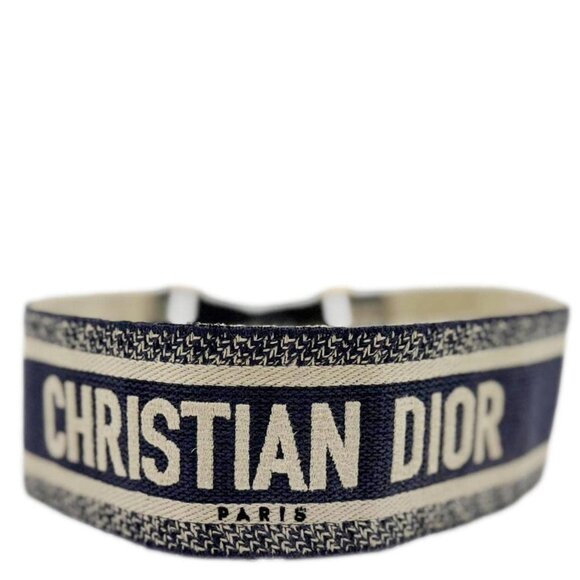 Christian Dior  Embroidered Canvas Adjustable Shoulder Strap Navy Blue - Picture 1 of 16